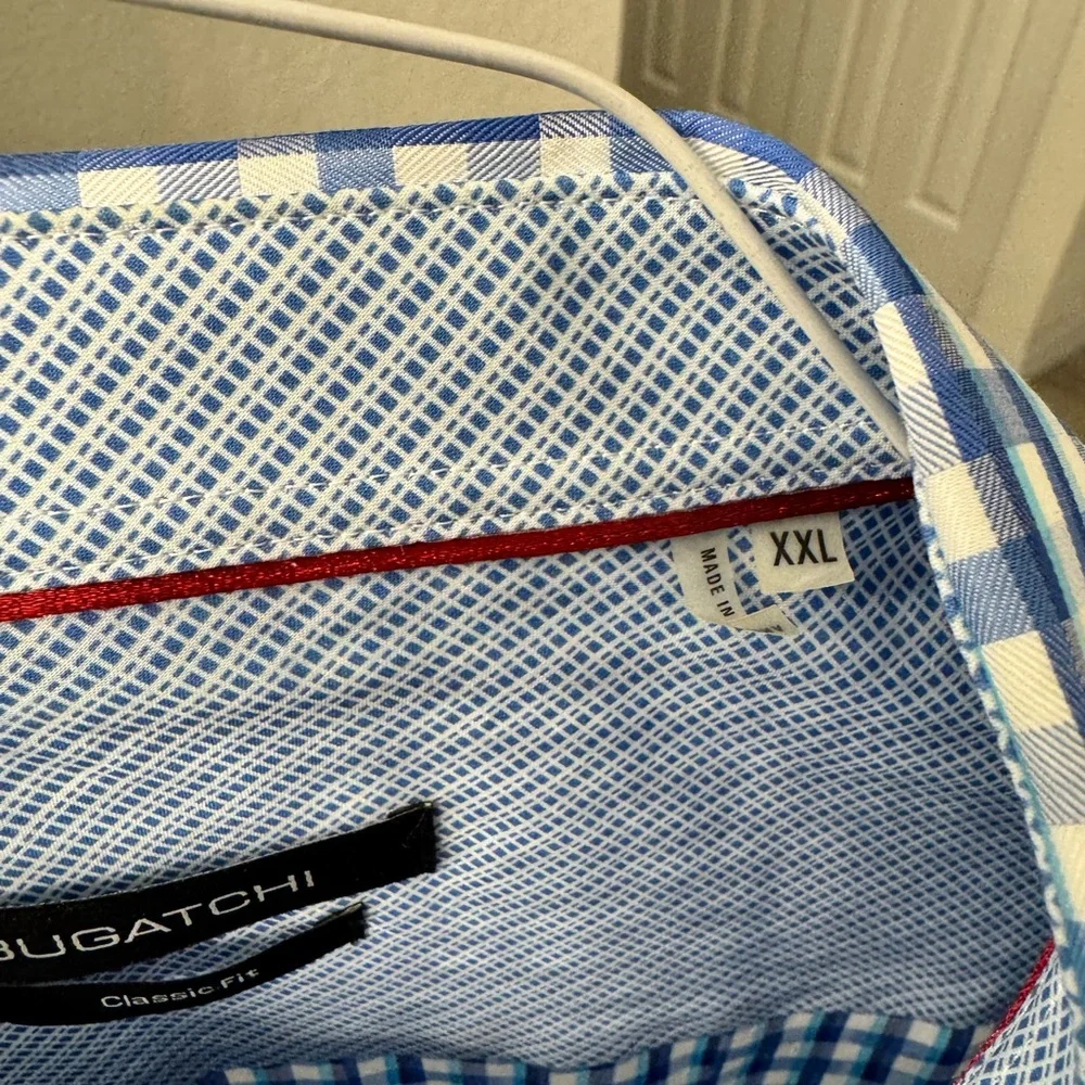 Bugatchi classic fit blue checkered shirt xxl - Picture 5 of 5